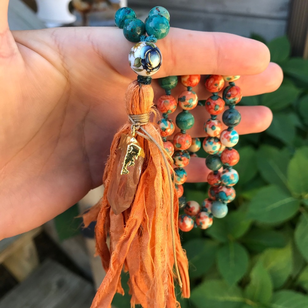 Handmade 108 Bead Communication Mala Necklace - Picture 6 of 7